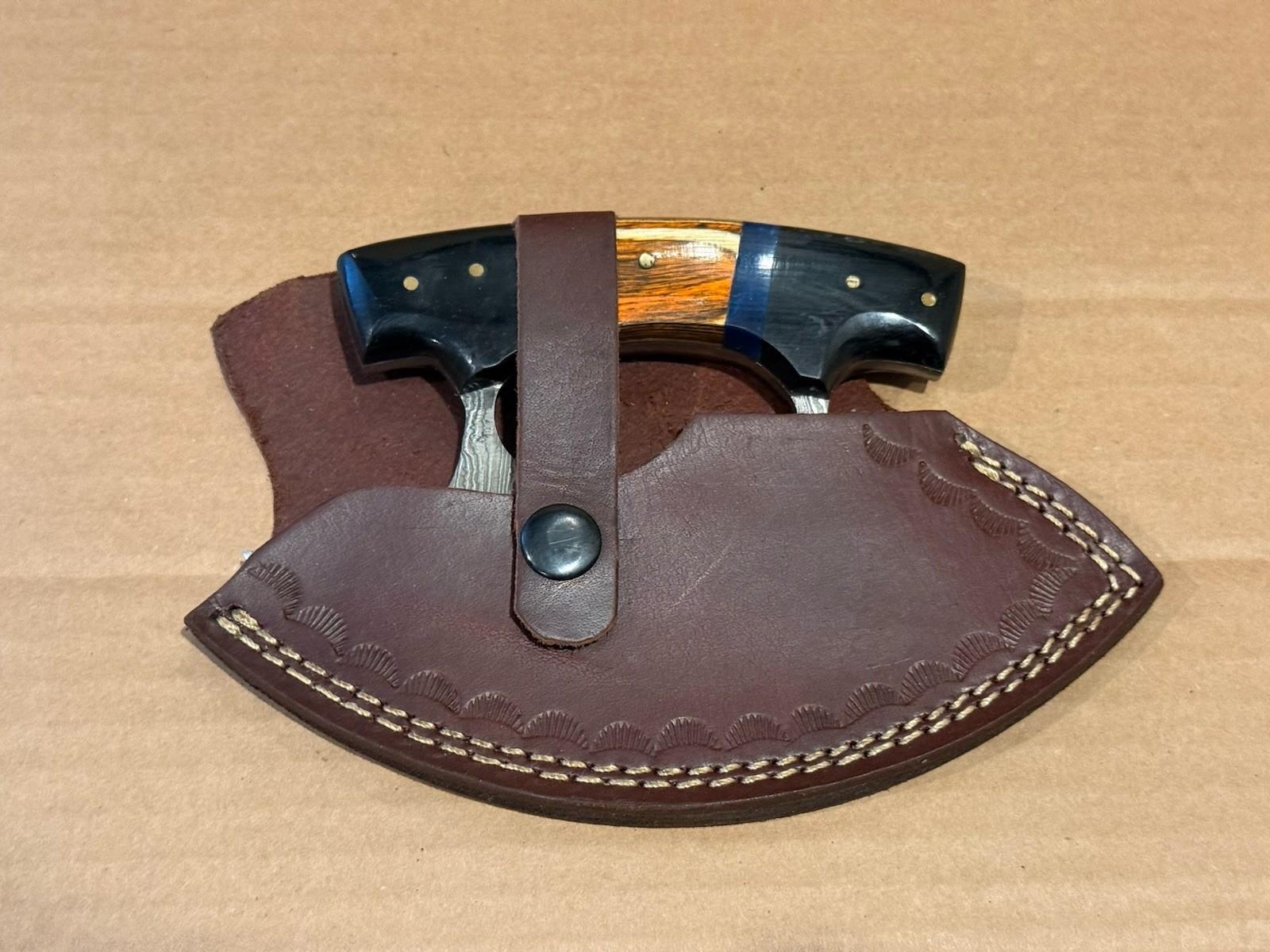 Custom 6" Handmade Damascus Ulu Kitchen Knife