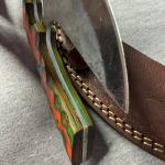 Carbon Steel Ulu Knife with Orange Green Handle