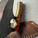Carbon Steel Ulu Knife with Orange Green Handle