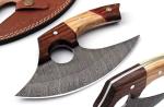 Handmade Damascus Steel Ulu Knife Pizza Cutter