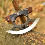 Carbon Steel Ulu Knife with Sheath for Kitchen and Outdoors