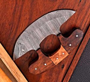 Handmade Damascus Steel Chef's Ulu Knife 1814
