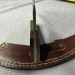 Carbon Steel Ulu Knife with Green-Orange Handle