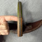 Carbon Steel Ulu Knife with Green-Orange Handle