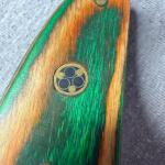 Carbon Steel Ulu Knife with Green-Orange Handle