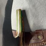 Carbon Steel Ulu Knife with Green-Orange Handle