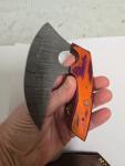 Damascus Steel Ulu Knife with Leather Sheath