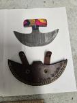 Damascus Steel Ulu Knife with Leather Sheath, 6