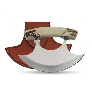 Stag Handle 5.5" Crescent Blade Ulu Knife