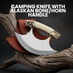 Stag Handle 5.5" Crescent Blade Ulu Knife