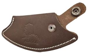 Dark Brown Leather Ulu Sheath, "Alaska" Stamped