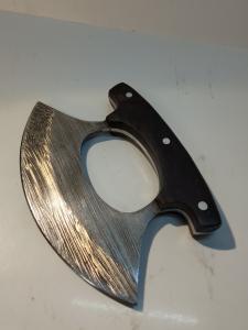 6" Damascus Steel Ulu Knife with Leather Sheath