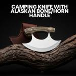 5.5" Ulu Knife with Stag Handle and Sheath