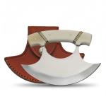 5.5" Bone Handle Crescent Ulu Knife with Sheath
