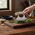 5.5" Bone Handle Crescent Ulu Knife with Sheath