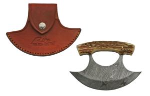 5.5" Alaskan Stag Ulu Knife with Damascus Blade
