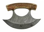 5.5" Alaskan Stag Ulu Knife with Damascus Blade