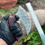Damascus Steel Ulu Knife with Wooden Handle