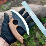 Hand Forged Ulu Pizza Cutter with Leather Sheath