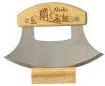 Alaska Birch Ulu Knife with Wood Stand