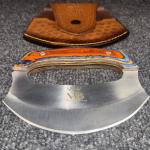 Damascus Steel Ulu Knife with Pakka Wood Handle