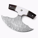 Custom Damascus Steel Ulu Knife with Sheath