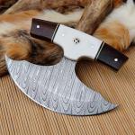 Custom Damascus Steel Ulu Knife with Sheath
