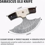 Custom Damascus Steel Ulu Knife with Sheath