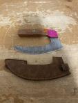 Personalized Damascus Steel Ulu Knife with Sheath