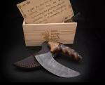 Damascus Ulu Knife with Sheath - Alaskan Style