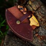 Damascus Ulu Knife with Sheath - Alaskan Style