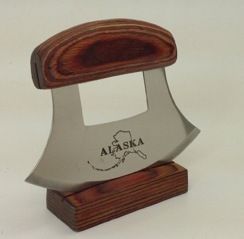 Exotic Wood Ulu Knife with Etched Blade