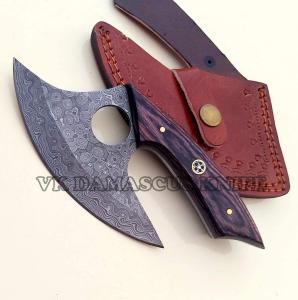 Damascus Steel Ulu Knife with Sheath