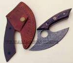 Damascus Steel Ulu Knife with Sheath