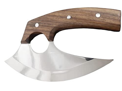 Handmade Stainless Steel Ulu Knife with Wood Handle