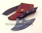 Damascus Steel Ulu Knife with Sheath