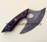 Damascus Steel Ulu Knife with Sheath