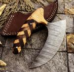 Damascus Steel Alaskan Ulu Pizza Cutter Knife