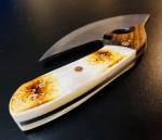 Damascus Ulu Knife with Leather Sheath