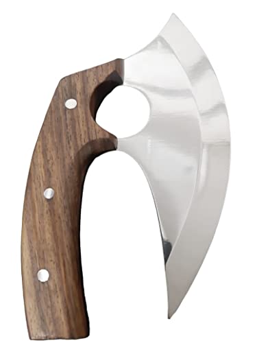 Handmade Stainless Steel Ulu Knife with Wood Handle