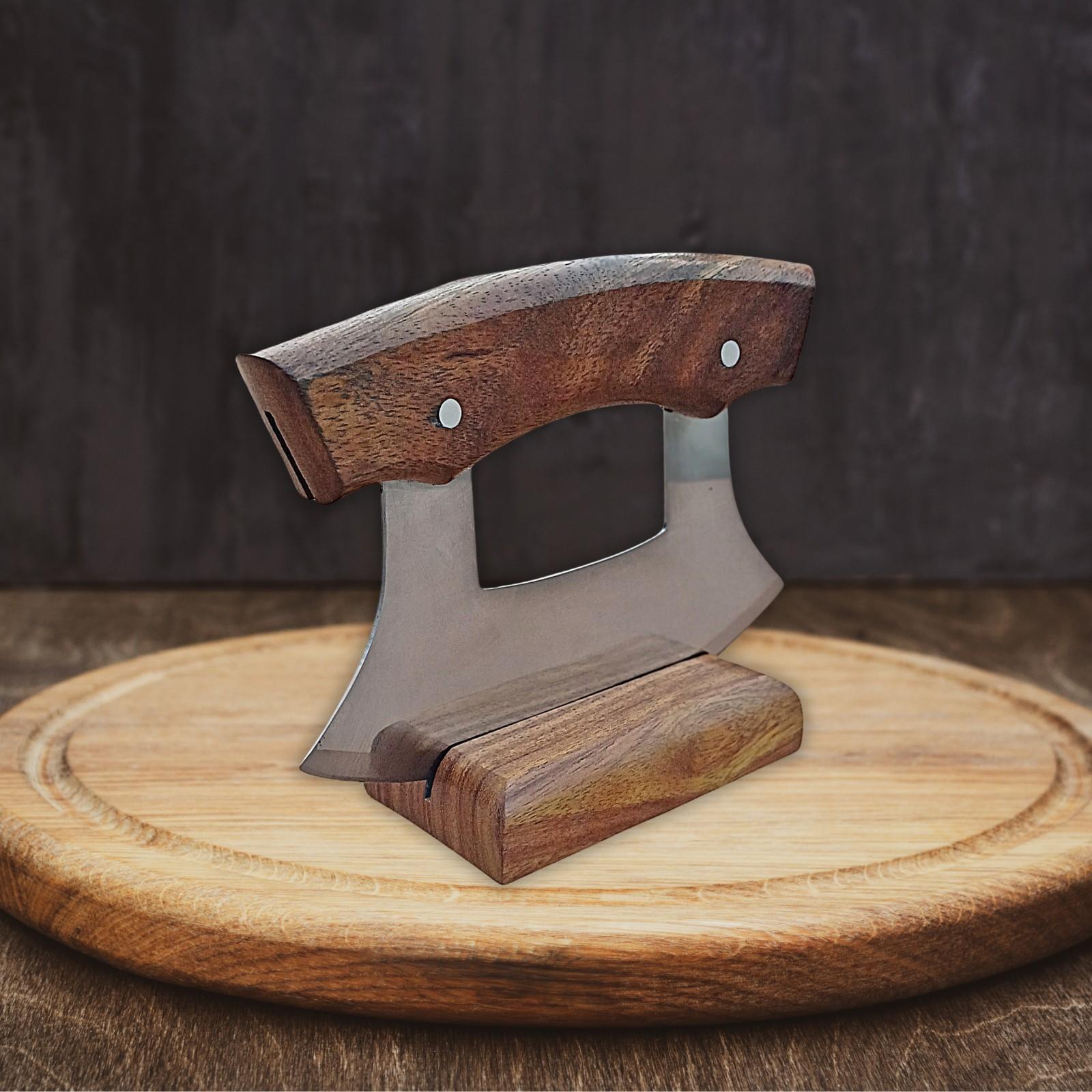 Alaska Ulu Kitchen Slicer Knife with Stand