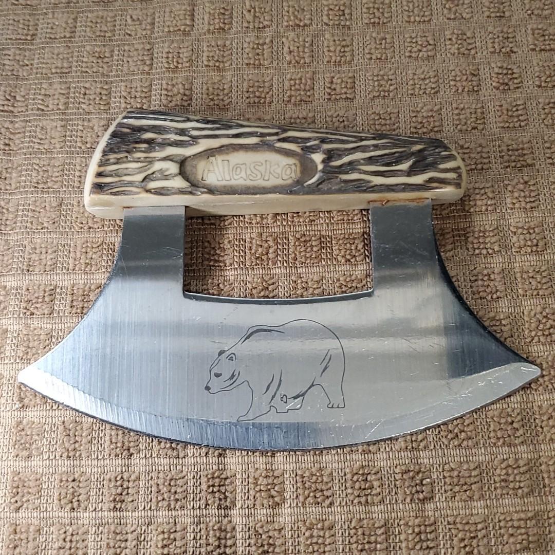 Alaska Ulu Knife with Bear Engraving