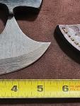Damascus Ulu Knife with Wooden Scales and Sheath