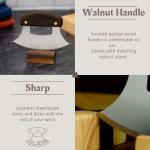 World Orphans Ulu Knife with Genuine Leather Sheath - Made in Alaska Rocker/Mezzaluna Knife with Guatemalan Leather Sheath