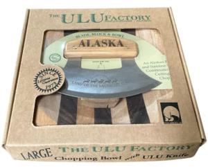 Alaska Birch Ulu Knife with Wood Stand Set
