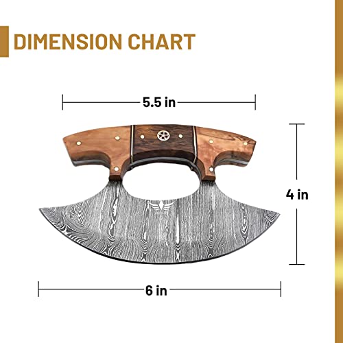 Lara Eagle Damascus Steel Ulu Knife with Celtic Handle