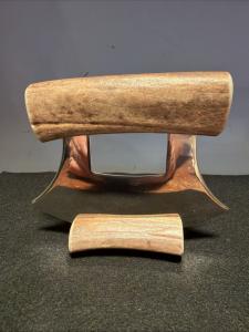 Alaskan Ulu Knife with Antler Handle and Steel Blade