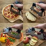 Damascus Steel Alaskan Ulu Knife with Leather Sheath