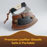 Damascus Steel Alaskan Ulu Knife with Leather Sheath