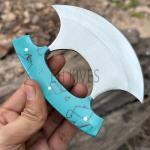 D2 Steel Ulu Knife with Sheath for Chefs